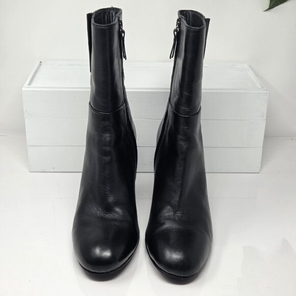 Seychelles Wild Ride Womens 10 Boots Leather Black Block Heel Zip Chelsea Moto - Picture 3 of 10